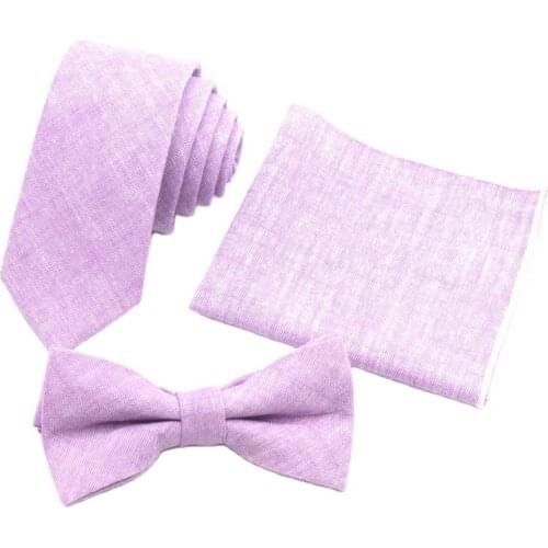 MENs gift tie Violet cotton narrow ties gifts for men orginal wedding accessories necktie butterfly bowtie set