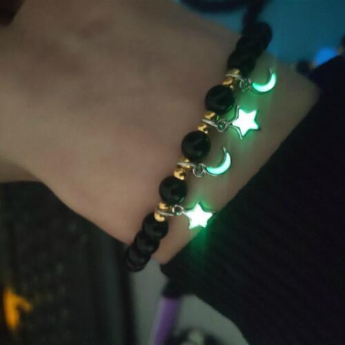 Popular Style Luminous Black Jewelry Fashion Handmade Bracelets For Men Gifts Luminescent Fluorescent Bone Bracelet