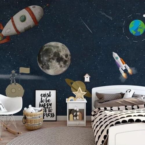 Custom Any Size Mural Wallpaper 3D Hand Painted Space Universe Wall Painting Childrens Room Background Wall Papel De Parede 3 D