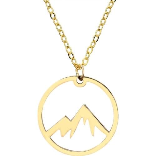 Stainless Steel Snowy Mountain Necklace Natural Mountain Pendant Campers Jewelry AXYD