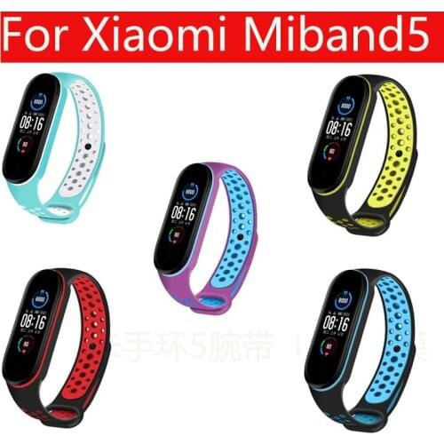 New arrival dual color Replacement Wrist Strap For Xiaomi MiBand 5 Bracelet Mi band 5 band Silicone sprort