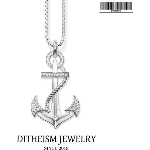Link Chain Necklace Silver Anchor, 2018 New Fashion 925 Sterling Silver Jewelry Trendy Gift For Men Women Boy Girls