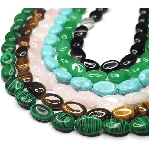 Natural Stone Necklace Bead Oval Rose Quartz Golden Sand Stone Agate Loose Bead Necklace Bracelet Jewelry Handmade Accessories