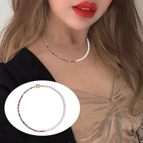 New Color Colorful Beads Fake Pearl Fashion Women Bohemian Style Spring And Summer Womens Collarbone Necklace Wholesal цепочка