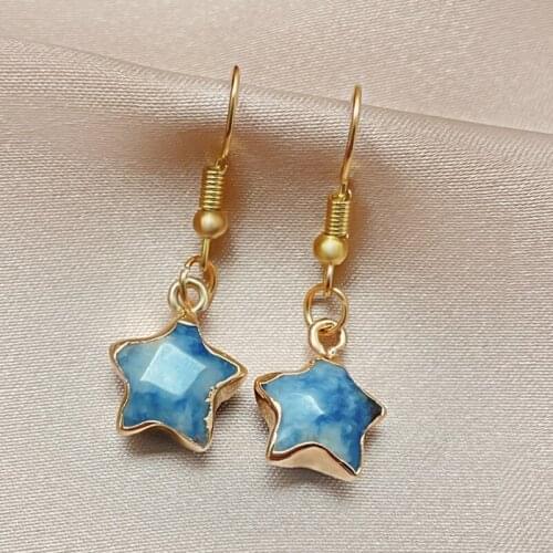 Valentines Day Gift Korean Natural Stone Stars Earrings for Women 2021 Jewelry Luxury Earrings Stainless Steel Wedding Party