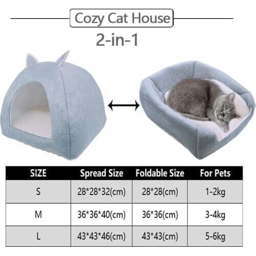 Dropshipping Pet Dog Bed Indoor Kitten House Warm Small for Dogs Nest Collapsible Dog Cave Sleeping Plush Mats Hand Wash