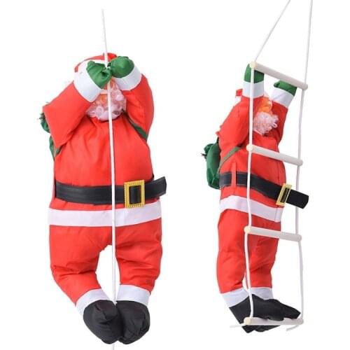 60cm Father Christmas Pendant Santa Claus Hanging Doll Ladder Rope Climbing New Year Xmas Tree Decoration Navidad Home Decor