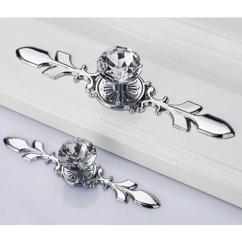 5Pcs Diamond Shape Crystal Glass Knobs Cupboard Drawer Pull Kitchen Cabinet Door Wardrobe Handles Hardware Single Hole Handle