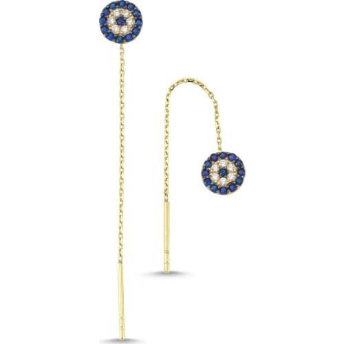14k (585) Gold Evil Eye Eardrops Earrings