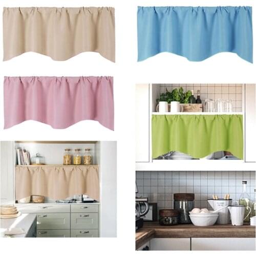 FurnishingNICE Modern Solid Color Blackout Short Window Curtain Roman Blinds Darkening Rod Pocket Scalloped Valance 1 Panel for