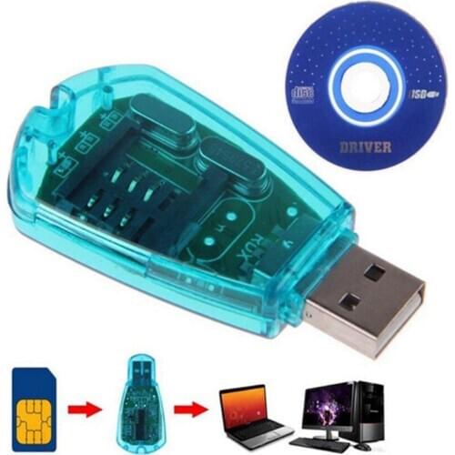 Blue USB SIM Card Reader Copy/Cloner/Writer/Backup Kit SIM Card Reader GSM CDMA SMS Backup + CD Disk