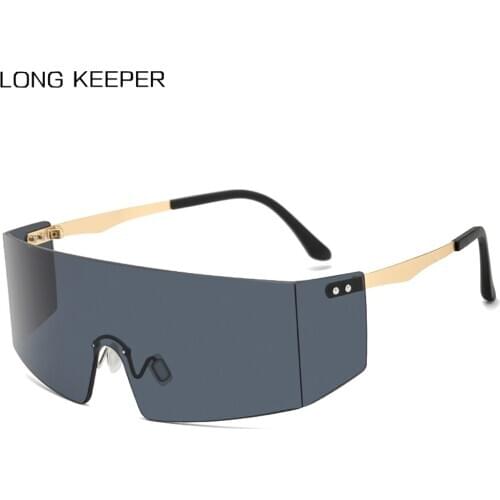 Oversize Shield Sunglasses Women Men Big Frame Flat Top Glasses For Ladies Fashion Rimless Mirror Goggle UV400 oculos masculino