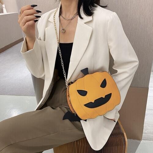 Pumpkin Bat Style Women Shoulder Bag for Halloween Party 2020 New Female Pu Funny Personality Crossbody Messenger Bags