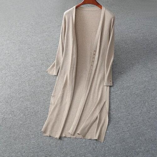 Viscose blend knit womens fashion spring summer autumn long cardigan sweater coat one&over size solid color