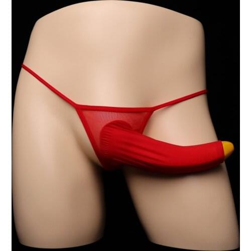 Funny Sexy Mens Elephant Sheath Socks G Strings Panties Erect Gay Tool Thong Mesh Underwear