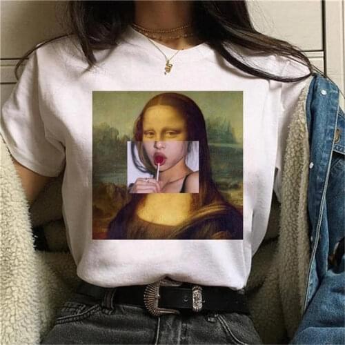 Women Mona Lisa Aesthetic Summer Female T-Shirt Casual Short-Sleeve Tees Ulzzang Harajuku Women Tops