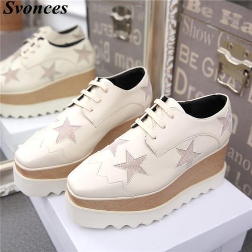 Svonces Fashion Women Sneakers Thick Bottoms Waterproof Wedges Lady Loafers Square Toe Increased Platform Casual Shoes
