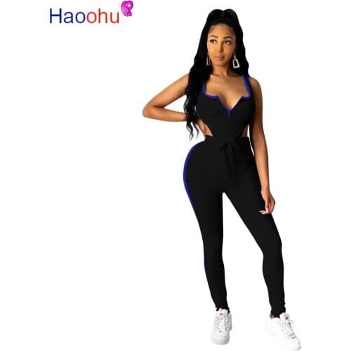 2020 Neon Sexy Two Piece Set Women Tracksuit V Neck Sleeveless High-Cut Bodysuit and High Waist Pencil Pants Club Outfits