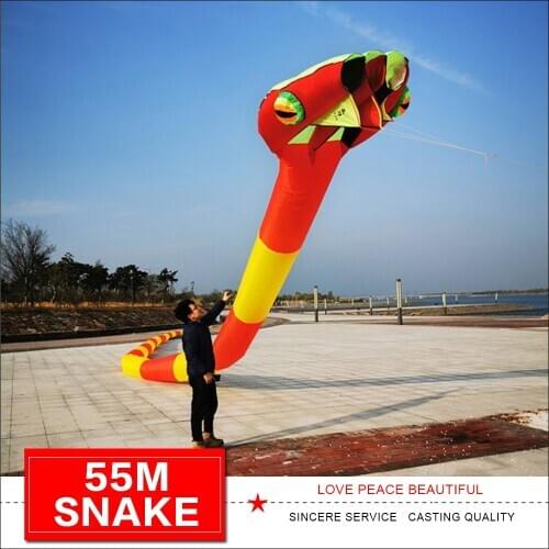 New arrival 55m Coral snake kite 3D solid soft inflatable snake kite for audlts large big outdoor fun toys animal kites free