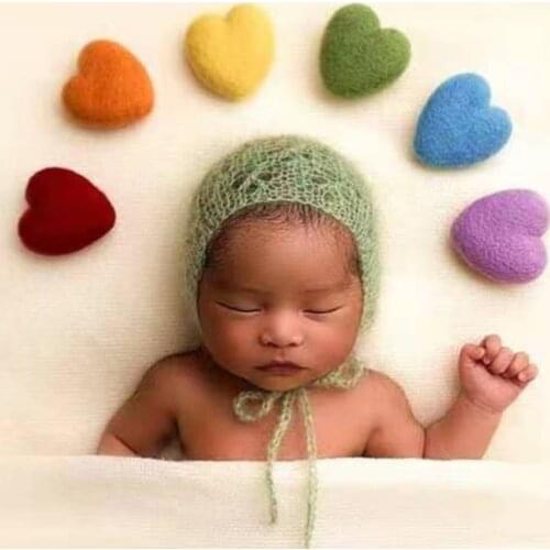 Newborn Photography Accessories Love Heart Shape Rainbow Color Hand Made Wool Felt Baby Photo Studio Photography Props 6pcs/set