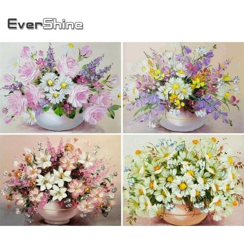 EverShine Diamond Embroidery Flowers Full Square Picture Of Rhinestone 5D Diamond Painting Daisy Cross Stitch Kit Handmade Hobby