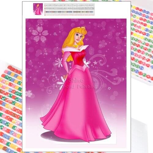 Diamond Painting Full Square Round Dress Princess Children Disney Embroidery Complete Kit Mosaic Cartoon Cross Stitch 5D DIY