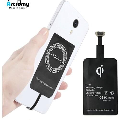 Ascromy Type C QI Wireless Charger Receiver For Xiaomi Pocophone F1 Huawei P20 Pro Oneplus 6T One plus 6 5T USB C Phone Charging