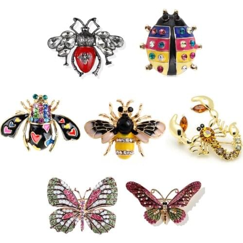 Bee Brooches For Women Insect Enamel Pin Crystal Scarf Suit Collar Pins And Brooches Men Vintage Brooch Rhinestone