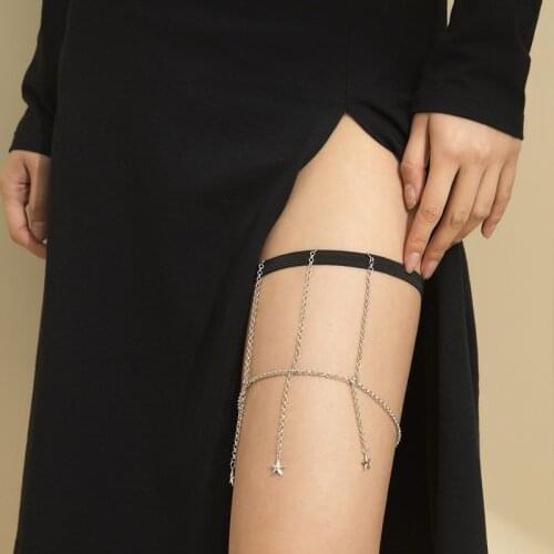 Summer Trend Star Pendant Sexy Elastic Bandage Thigh Chain Woman Simple Geometric Woman Carnival Party Jewelry Gift 2021 New