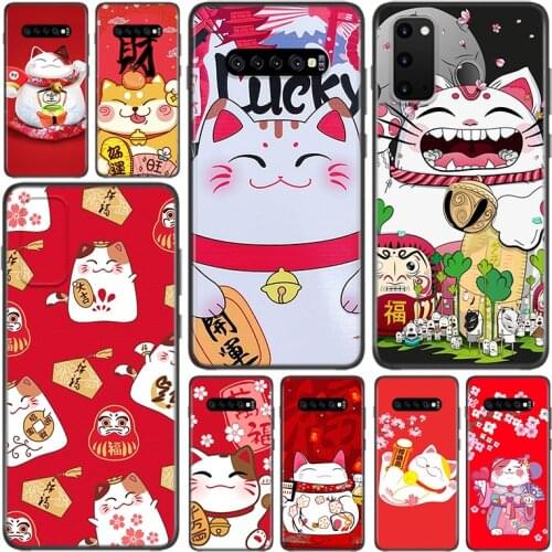 Maneki Neko Lucky Money cat For Samsung Galaxy S21 S20 FE Ultra S10 S10E Lite 5G S9 S8 S7 S6 Edge Plus Phone Case