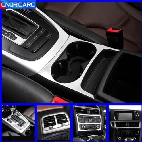 Car Styling Console Gearshift Decoration Cover Water Cup Holder Frame Trim For Audi Q5 Interior Stainless Steel Strips