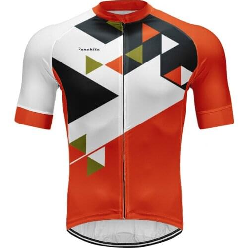 Runchita breathable Short Sleeve Cycling Jersey Mountain Bike Breathable Tops Full Zipper Bicycle Shirt For Men