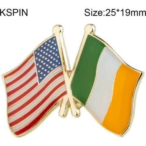 U.S.A Ireland Friendship Flag Lapel Pins Flag Lapel Pins Country Flag Badge Flag Badge Brooch XY0288-1