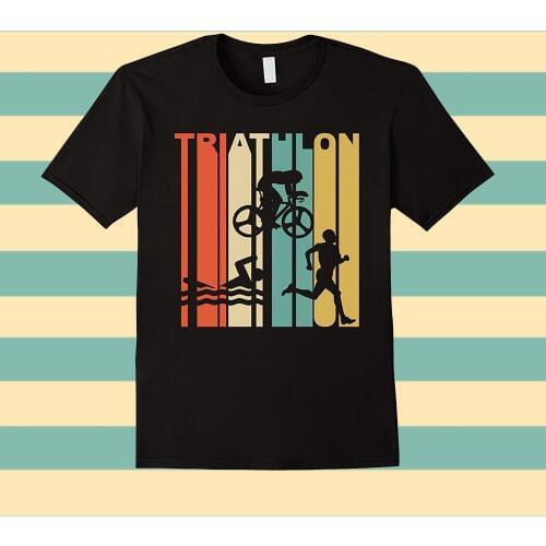 Summer T Shirts Online O-Neck Men Short Sleeve Fashion Vintage 1970s Style Triathlon T-Shirt Tee Shirts Harajuku