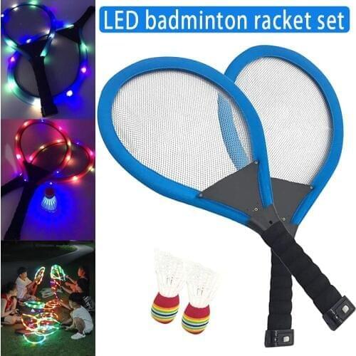 Hot Family Entertainment Outdoor Night Light Training LED Badminton Racket Sets Sport DO2
