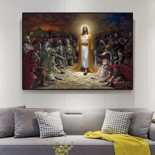 Jesus saves the world. Printable art prints and posters on canvas for home living room decoration. Frameless painting