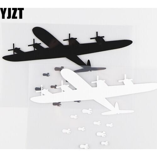 YJZT 16.5X10CM Personality Car Sticker Aircraft Aircraft Bomb War Raid Fighter Vinyl Decals Decor Black / Silver 10A-0271