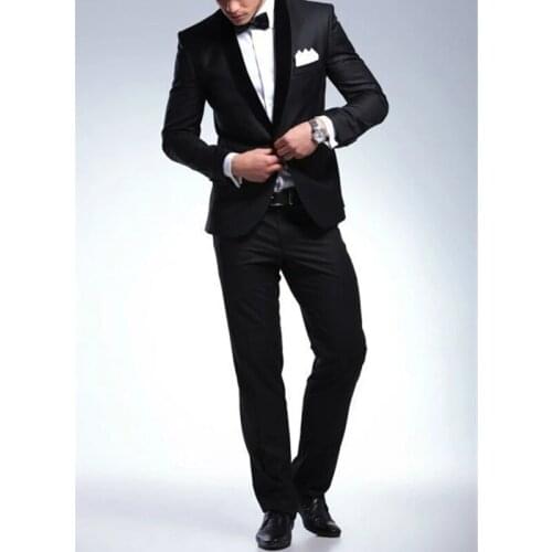 Classic Elegant Grooms Wear Black Dinner Slim Jacket Wedding Suits For Men Best Mans Suits Groom Wear Suits (Jacket Pants)