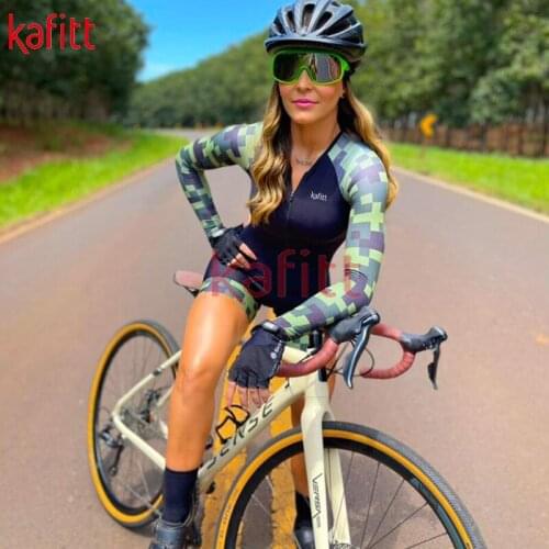 Calfettes New Long-sleeved Uniform Womens Triathlon Professional Cycling Suit Tight Jumpsuit Handsome Clothing