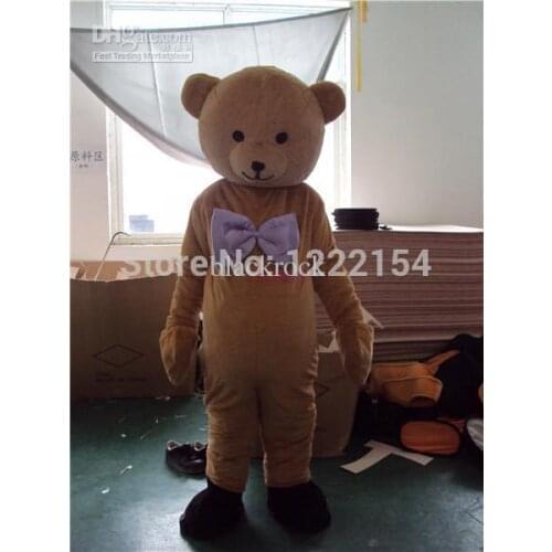 Hot selling Foam Adult cute accept custom cute bow Brown Bear Mascot Costume Animal Fancy Dress