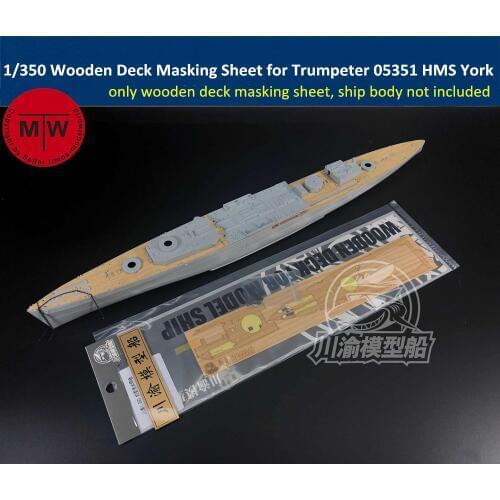 1/350 Scale Wooden Deck Masking Sheet for Trumpeter 05351 HMS York Battleship Model Kit TMW00047
