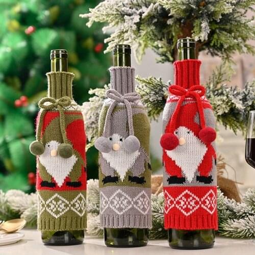 Cute Christmas Sweater Wine Bottle Cover, Reusable Wine Bottle Cover for Holiday Party Christmas Table Decoration