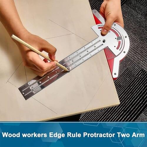 Multifunction Woodworkers Edge Rule 10/15/20 Inch Multi Angle Ruler Adjustable Protractor Carpentry Ruler Woodworking Tools