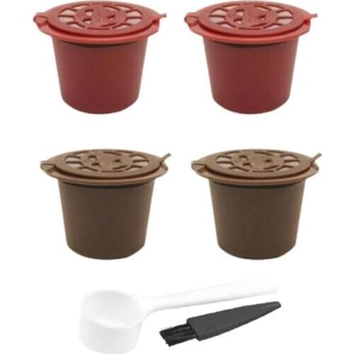 4pcs Refillable Reusable Nespresso Coffee Capsule 20ml Filters Reutilisable Coffee Capsule Nespresso Cups Coffee Filter