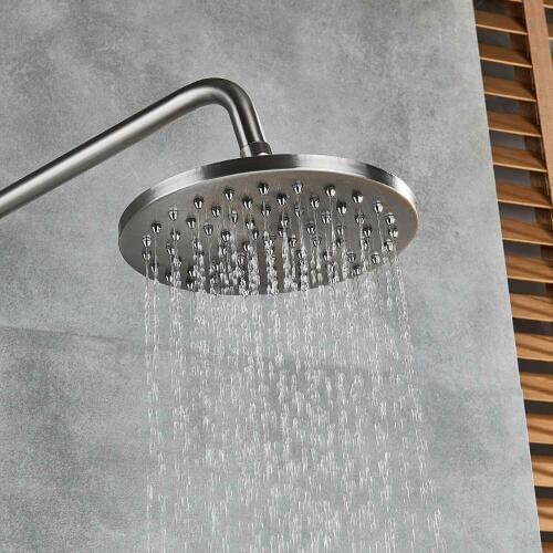 Brushed Nickel 8" Round Showerhead Bath Rainfall Shower Head Bathroom Rain Sprayer Ksd273