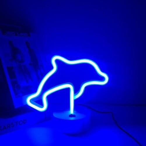 Desk Table Dolphin Led Neon Light Neon Sign with Base Room table Light Acrylic Decor USB Control Lamps for Kids Room Decoration