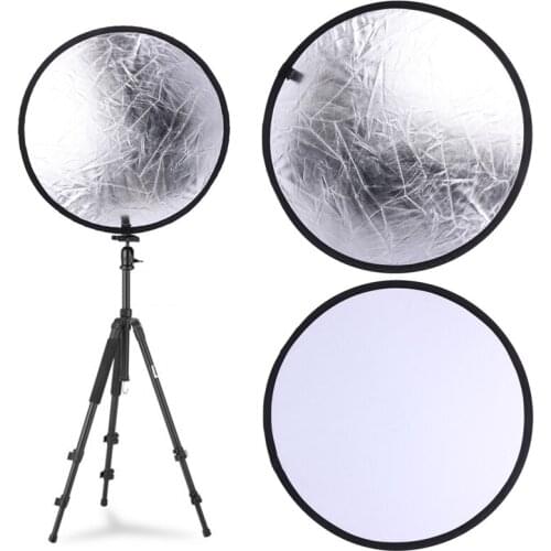 New 2 in 1 55-60cm Light Mulit Collapsible Disc Photography Reflector Silver/White
