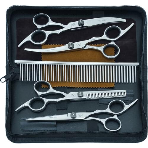 Meisha 6.0" Stainless Steel Pet Grooming Scissors Silver Dog Shears Animal Straight&Thinning&Curved Scissor Hair Clipper HB0022