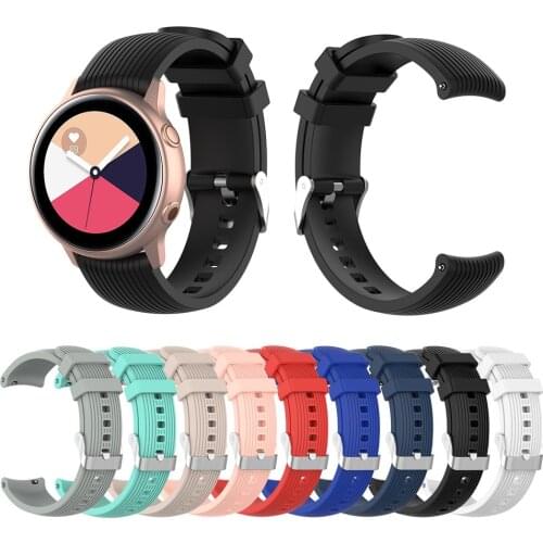 EiEuuk 20mm Adjustable Soft Silicone Replacement Wrist Watch Strap Band Bracelet for Samsung Galaxy Watch 3 41mm/Active 2