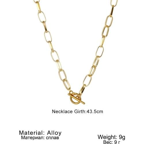 Thick Chain Toggle Clasp Gold Necklaces Mixed Linked Circle Necklaces for Women Minimalist Choker Necklace Hot Jewelry